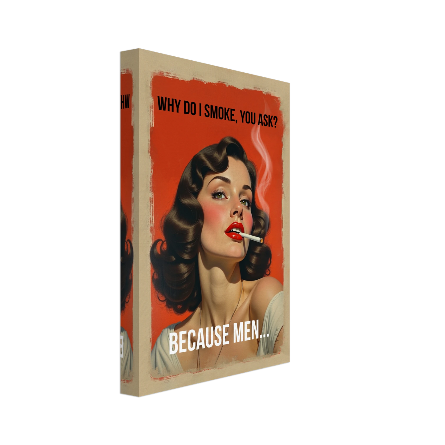 Retro Smoking Pin-Up Girl Art Print No Frame 20x30 cm 8x12″ Gallery Wrapped Canvas