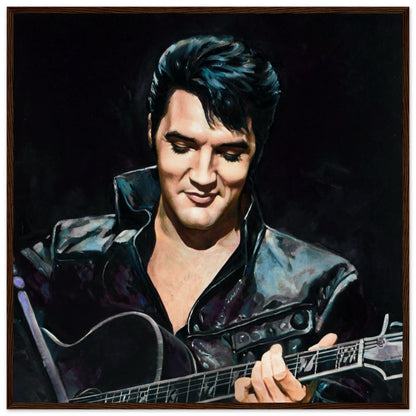 Elvis Presley Comeback Tour Art Print Dark Brown Wood Frame 70x70 cm 28x28″ Museum-Quality Matte Framed Poster