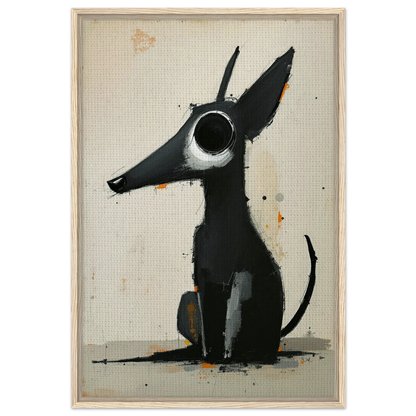 Big Eyed Abstract Dog Fine Art Print Light Wood Frame 60x90 cm 24x36″ Framed Canvas