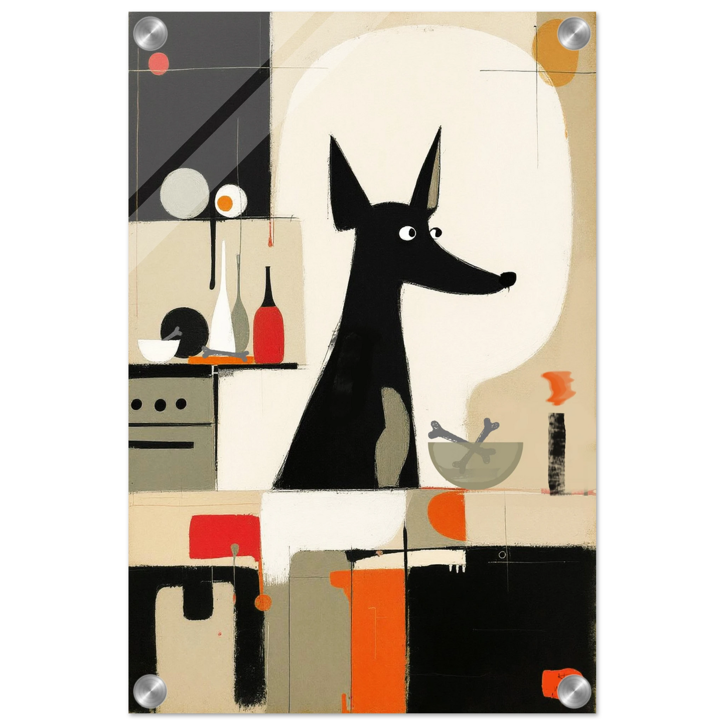 Modern Quirky Abstract Dog Art Print No Frame 30x45 cm 12x18″ Sleek Acrylic Print