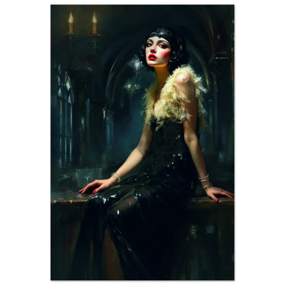 Speakeasy 1920s Elegant Flapper Art Print 60x90 cm 24x36″ Classic Matte Paper Poster No Frame