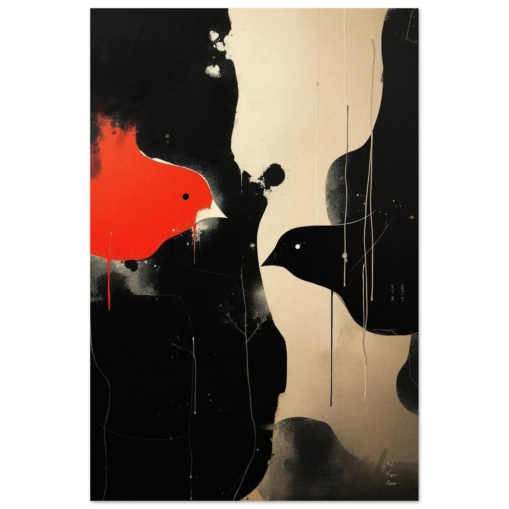 Abstract Bird Minimalist Fine Art Print 60x90 cm 24x36″ Museum-Quality Matte Paper Poster No Frame