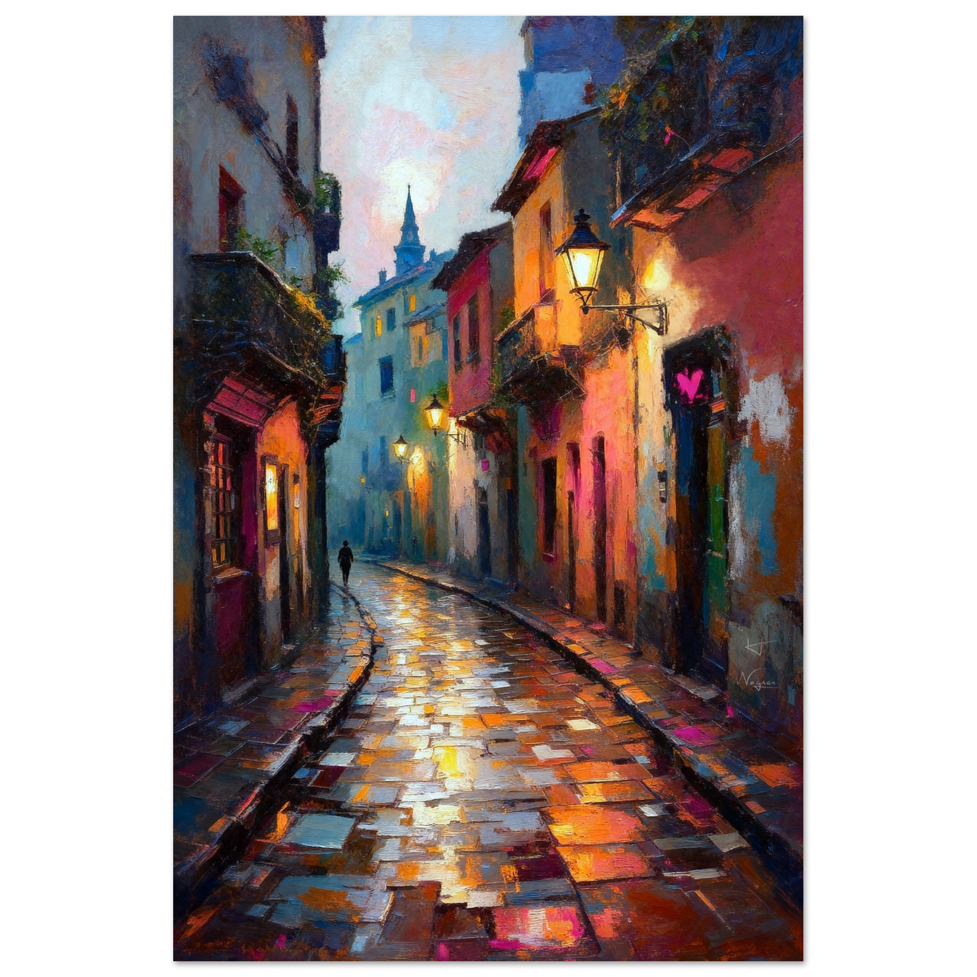 Old Europe Romantic Street Art Print 60x90 cm 24x36″ Classic Matte Poster No Frame