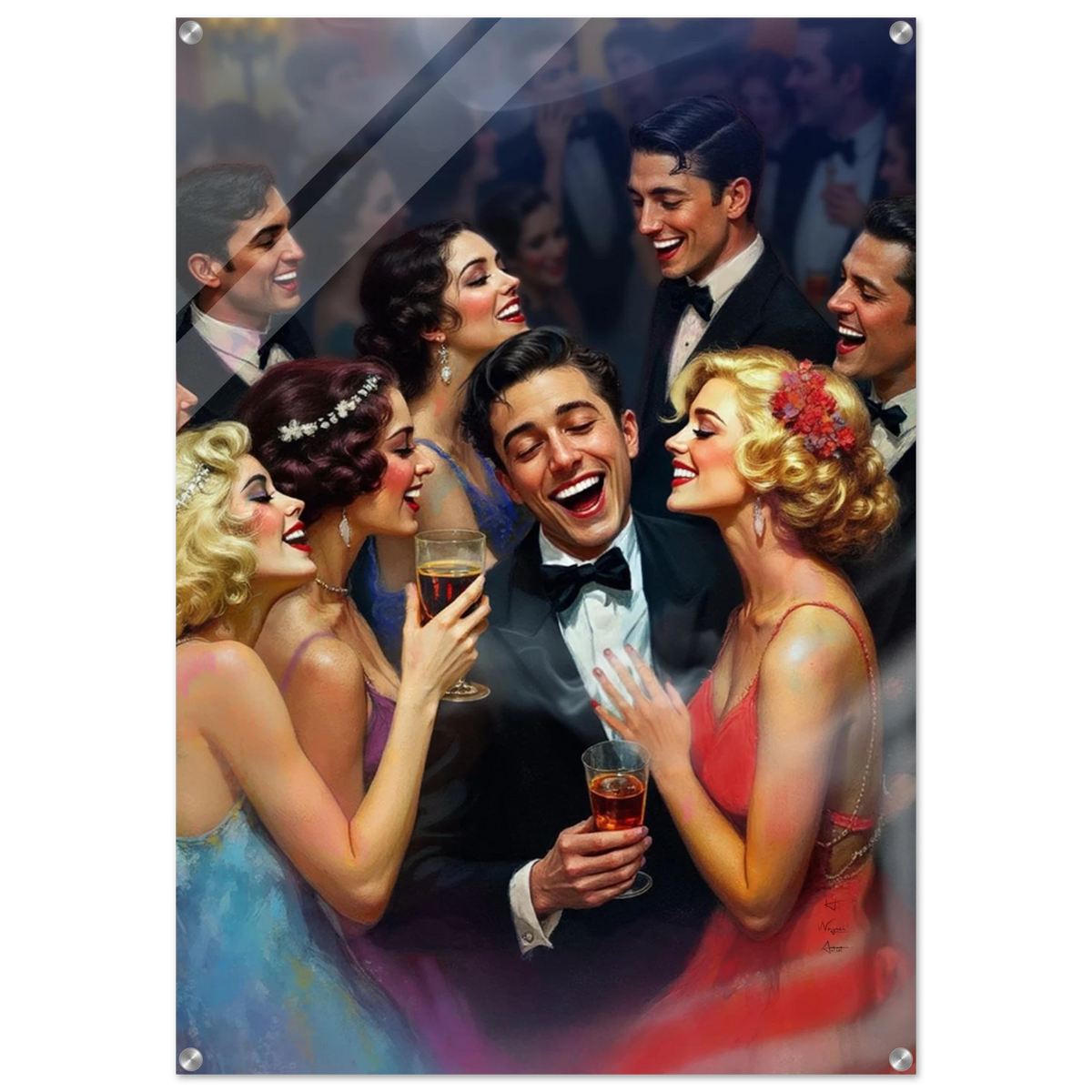 1920s Great Gatsby Speakeasy Party Art Print No Frame 70x100 cm 28x40″ Sleek Acrylic Print