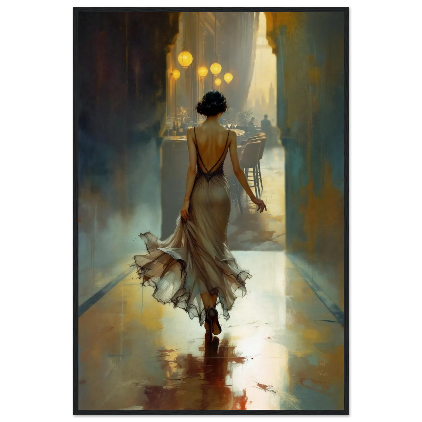 1920s Speakeasy Art Deco Print Black Wood Frame 60x90 cm 24x36″ Museum-Quality Matte Paper Wooden Framed Poster