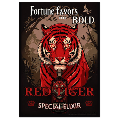 Tiger Cocktail Bar Art Poster Print 40x60 cm 16x24″ Gallery Wrapped Canvas No Frame