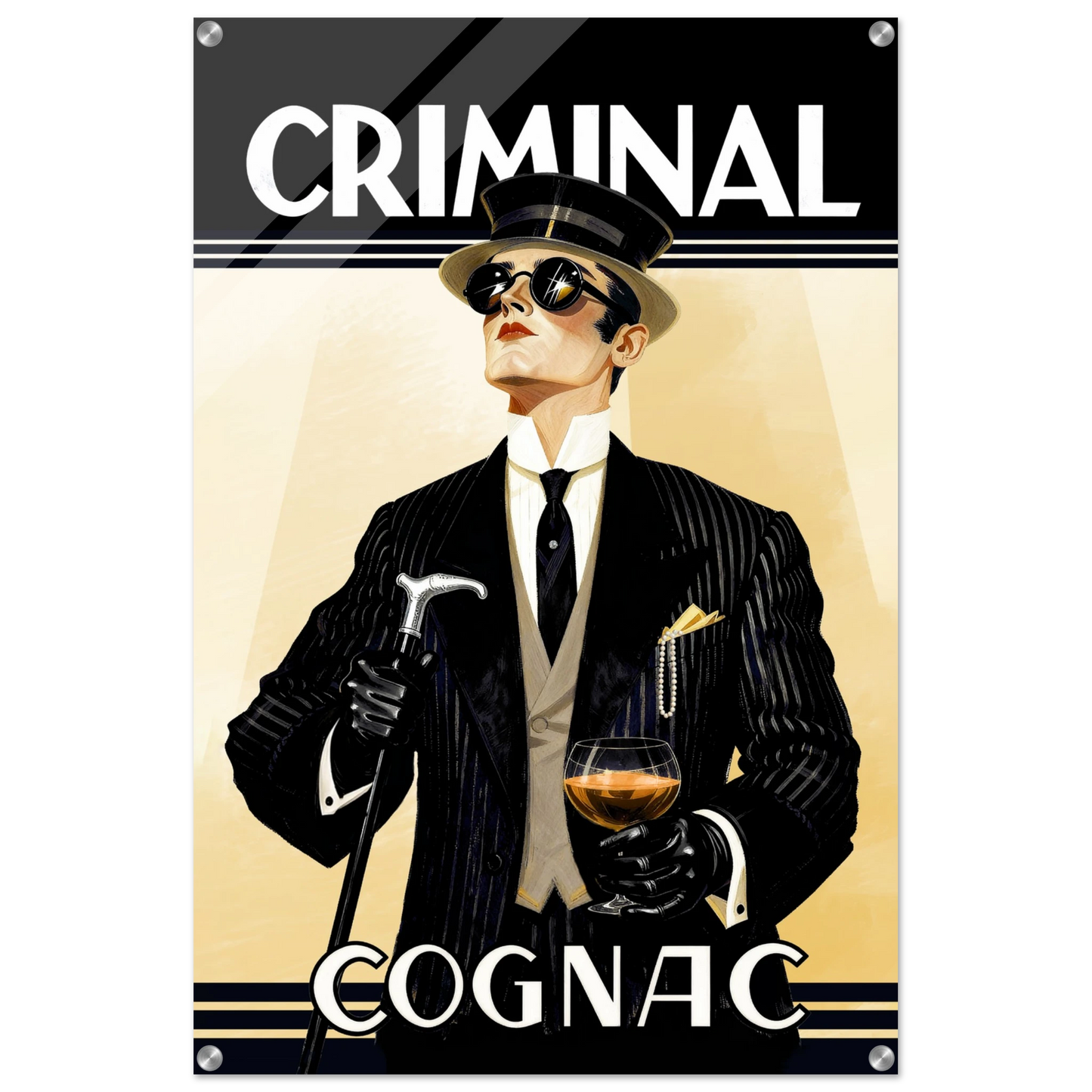 Criminal Cognac 1920s Art Deco Print 60x90 cm 24x36″ Sleek Acrylic Print
