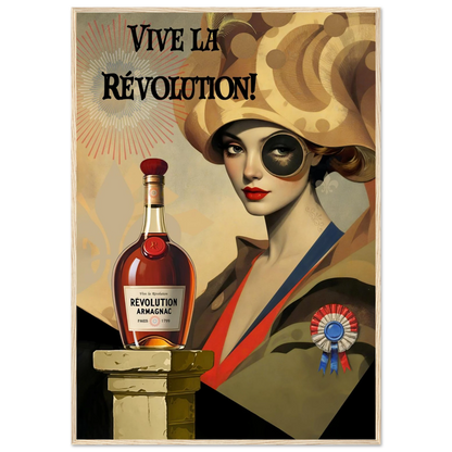 Vintage French Revolution Cognac Art Print Light Wood Frame 70x100 cm 28x40″ Premium Matte Paper Wooden Framed Poster