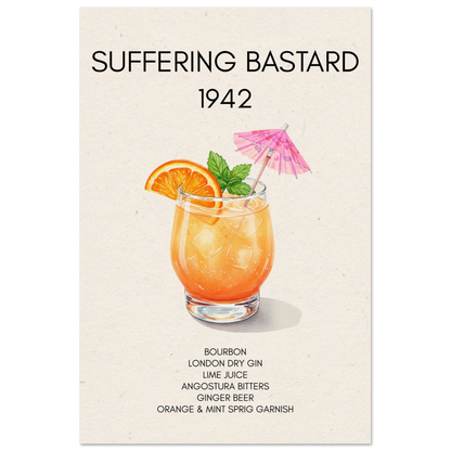 Suffering Bastard Tiki Cocktail Bar Poster Print No Frame 40x60 cm 16x24″ Museum-Quality Matte Paper Poster