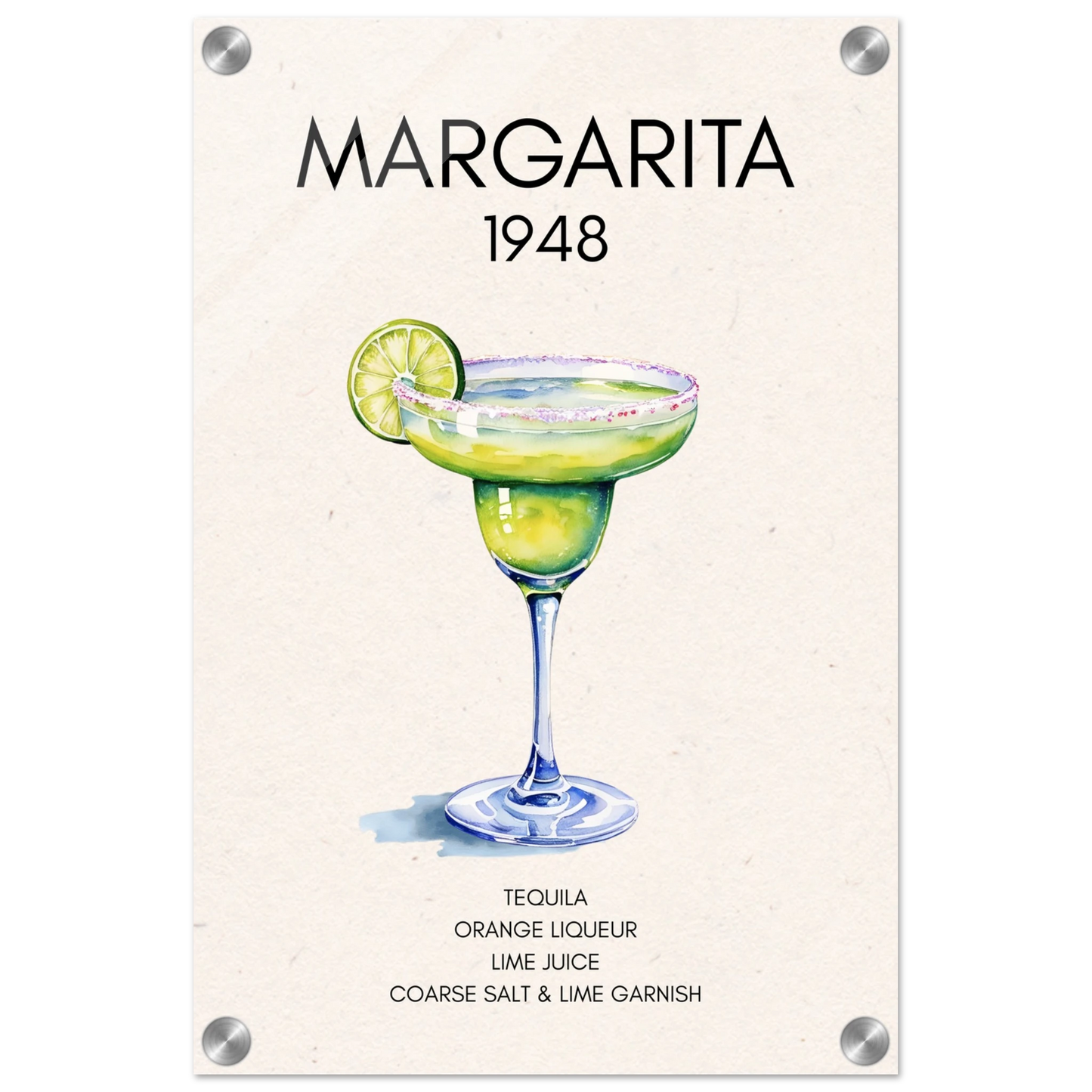 Margarita Cocktail Bar Poster Print No Frame 30x45 cm 12x18″ Sleek Acrylic Print