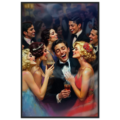 1920s Great Gatsby Speakeasy Party Art Print Black Wood Frame 60x90 cm 24x36″ Museum-Quality Matte Framed Poster