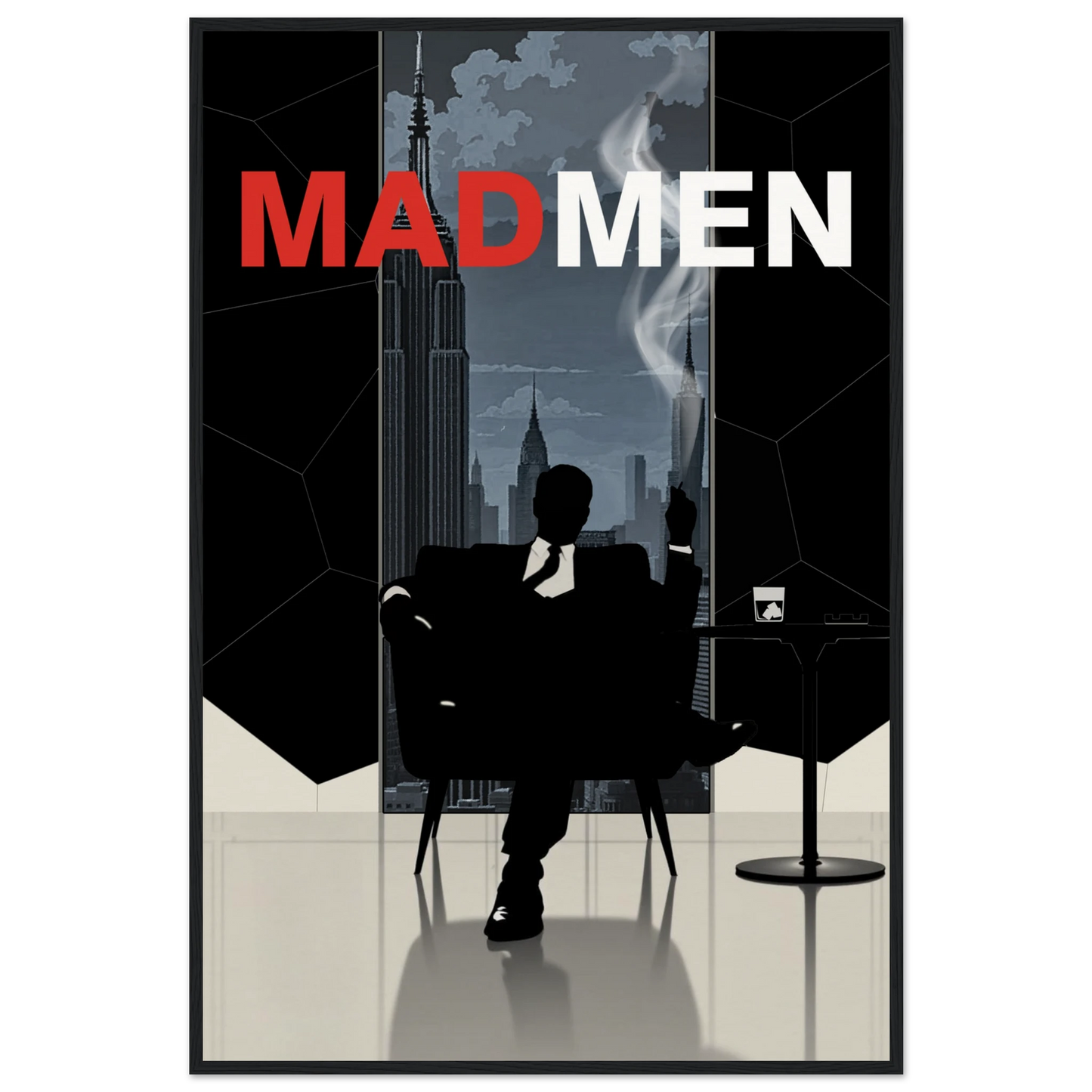 Mad Men Don Draper Retro Art Print Black Wood Frame 60x90 cm 24x36″ Museum-Quality Matte Framed Poster
