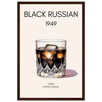 Black Russian Cocktail Bar Art Print Dark Brown Wood Frame 30x45 cm 12x18″ Premium Matte Paper Wooden Framed Poster