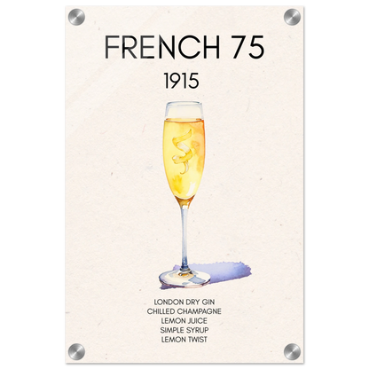 French 75 Cocktail Art Print No Frame 30x45 cm 12x18″ Sleek Acrylic Print