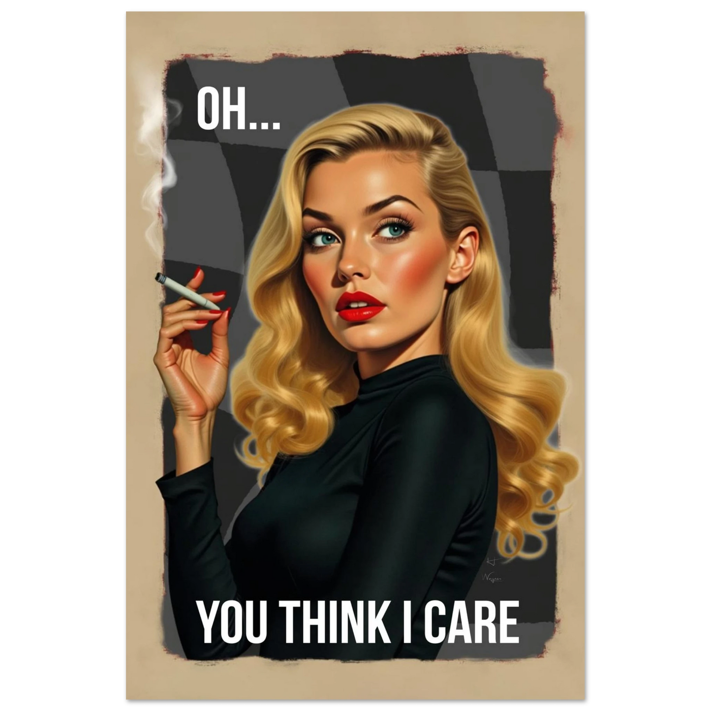 Retro Blonde Bombshell Funny Quote Art Print No Frame 30x45 cm 12x18″ Premium Matte Paper Poster