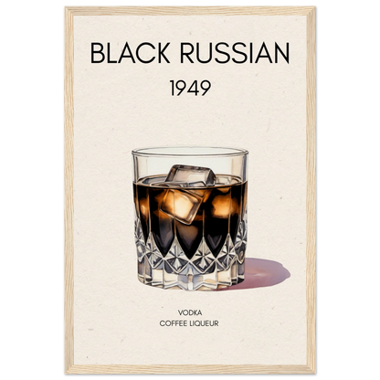 Black Russian Cocktail Bar Art Print Light Wood Frame 30x45 cm 12x18″ Museum-Quality Matte Paper Wooden Framed Poster