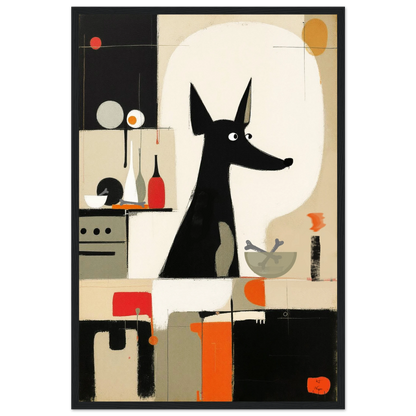 Modern Quirky Dog Lover Art Print Black Wood Frame 40x60 cm 16x24″ Premium Matte Paper Wooden Framed Poster