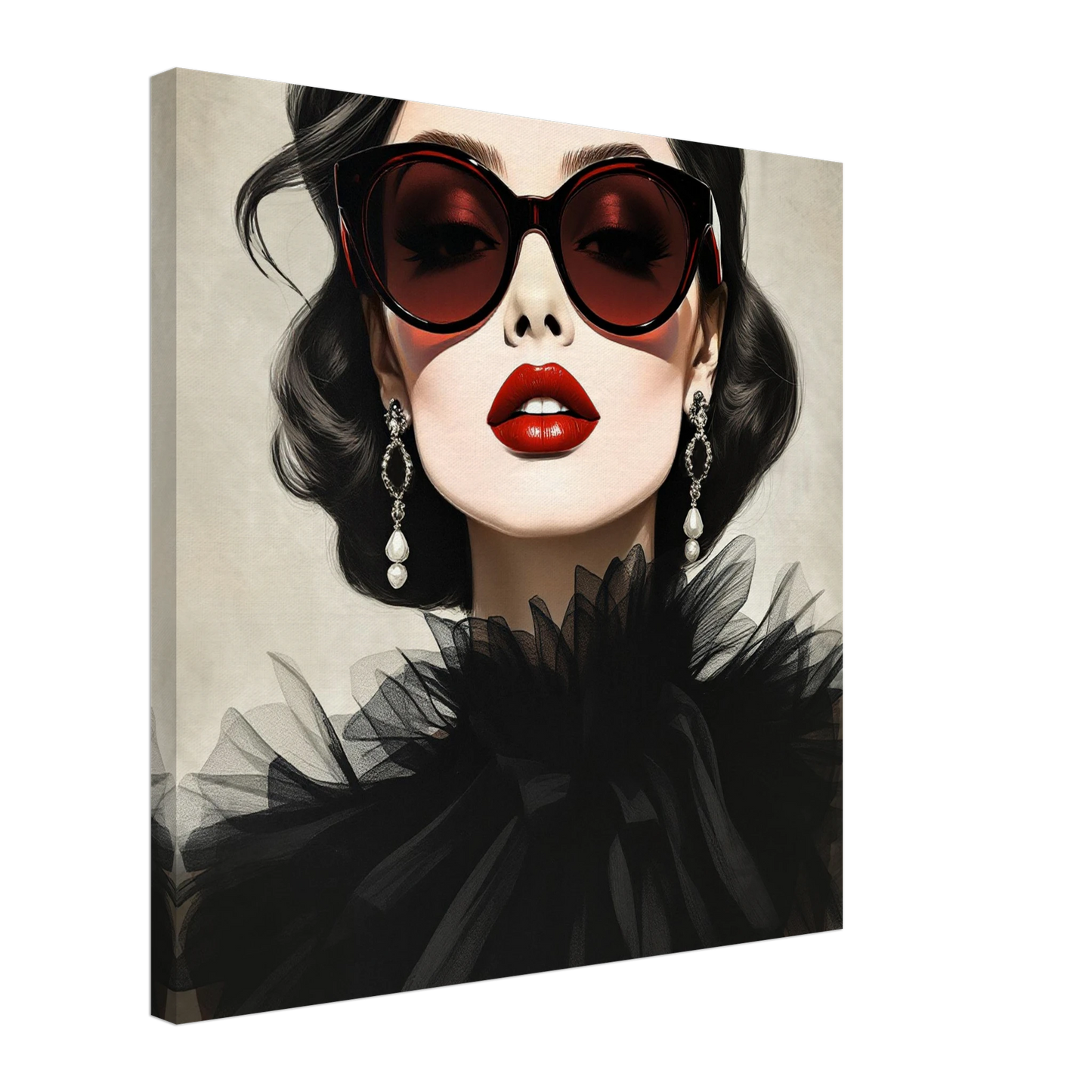 Paris Glam Fashion Model Art Print 60x60 cm 24x24″ Gallery Wrapped Canvas