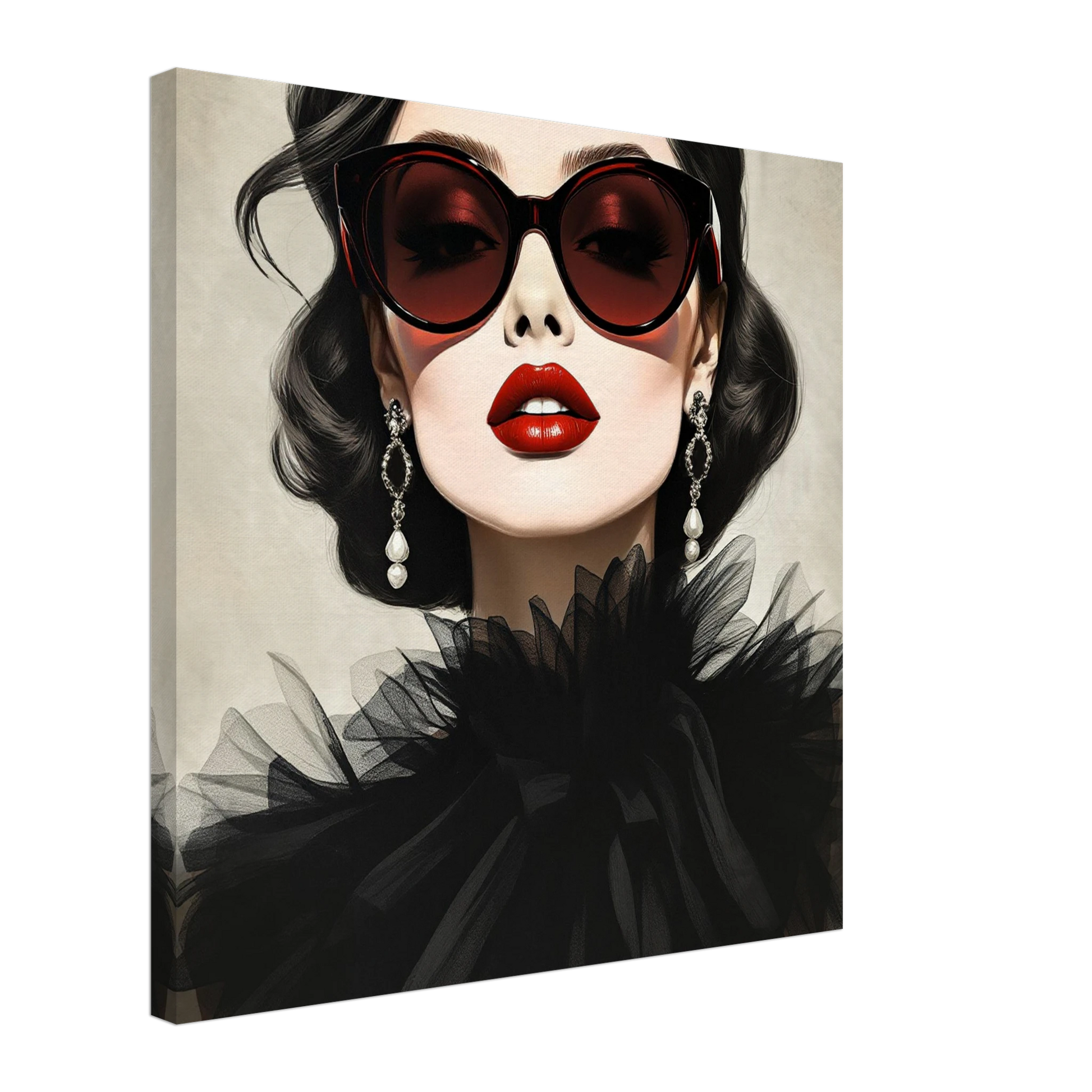 Paris Glam 80s Fashion Model Art Print 60x60 cm 24x24″ Gallery Wrapped Canvas
