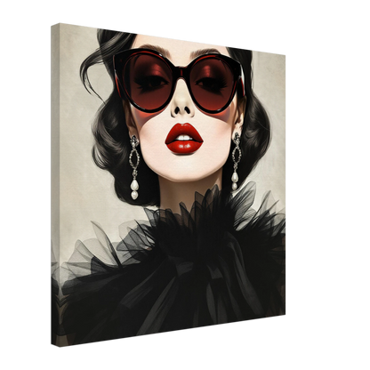 Paris Glam 80s Fashion Model Art Print 60x60 cm 24x24″ Gallery Wrapped Canvas