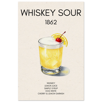 Whiskey Sour Cocktail Bar Art Print No Frame 30x45 cm 12x18″ Museum-Quality Matte Paper Poster