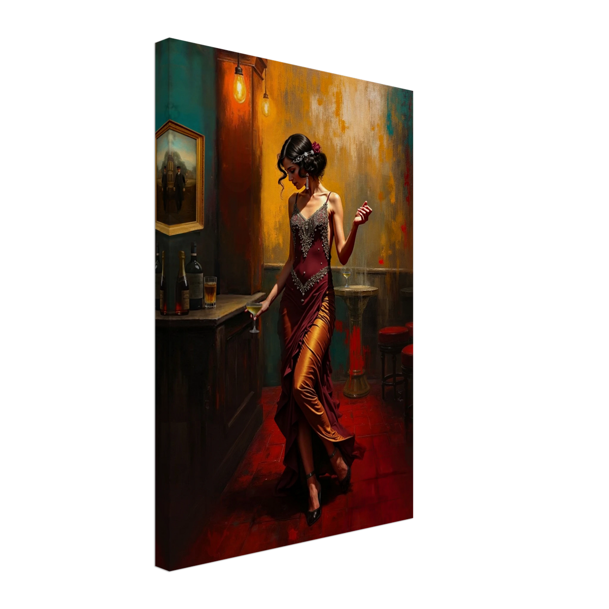 Speakeasy Flapper Art Prohibition Print 40x60 cm 16x24″ Gallery Wrapped Canvas No Frame