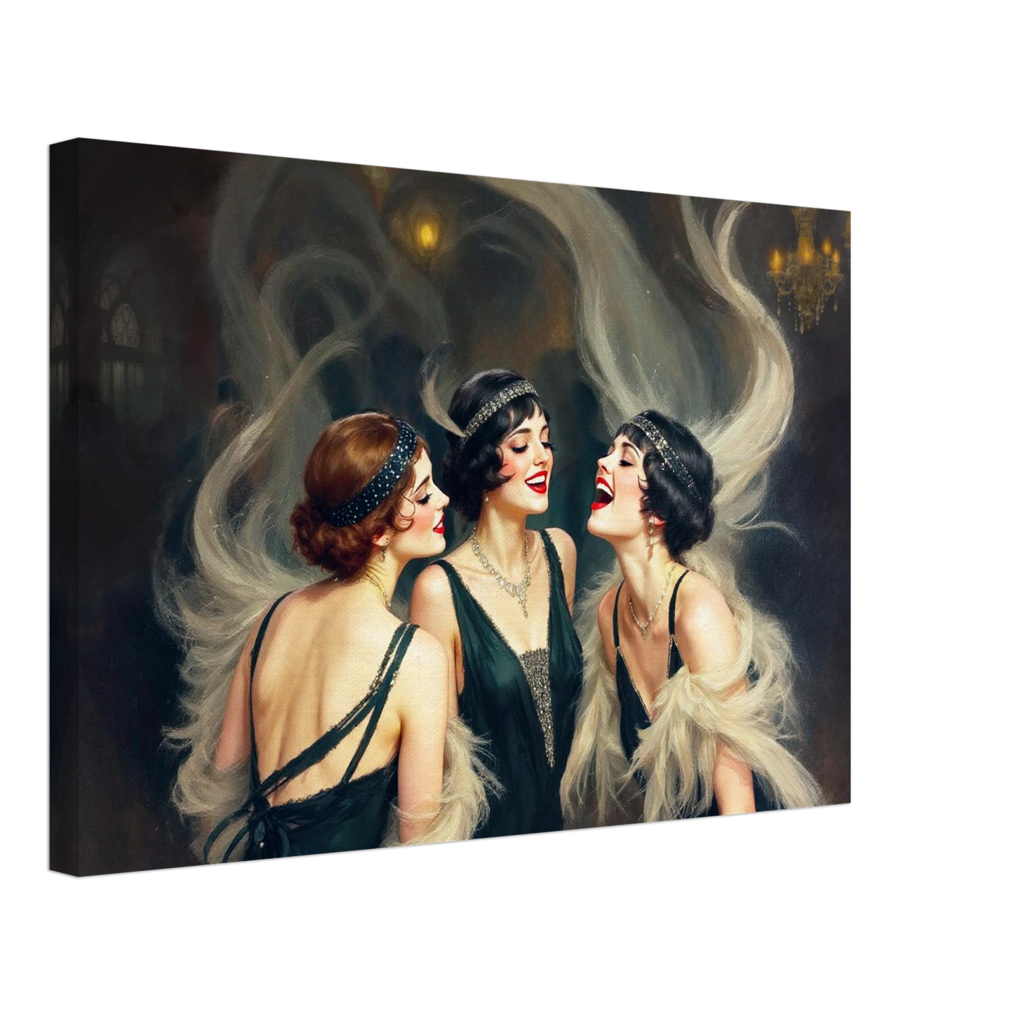 Flapper Girls Speakeasy Gatsby Art Print No Frame 40x60 cm 16x24″ Gallery Wrapped Canvas