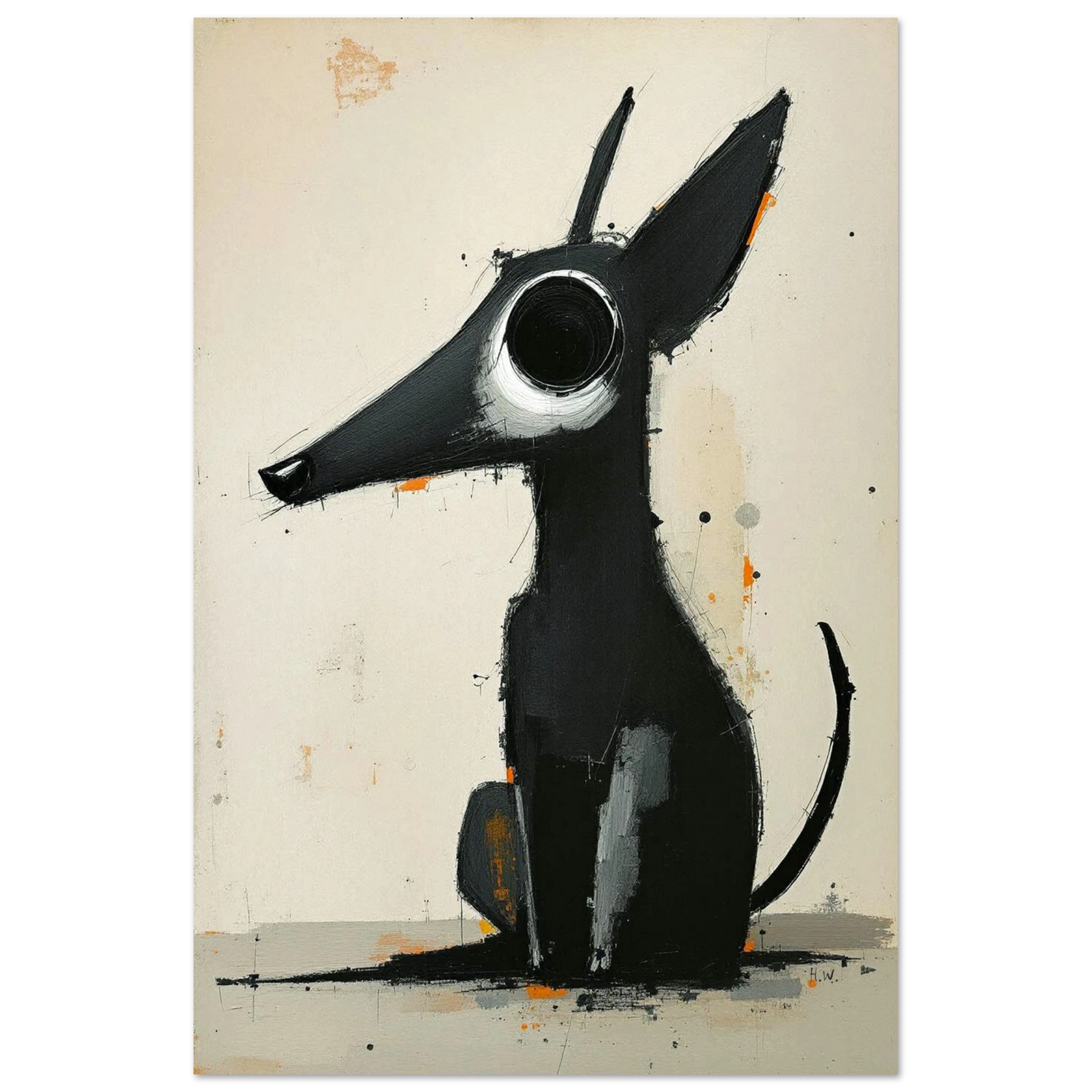 Big Eyed Abstract Dog Fine Art Print No Frame 60x90 cm 24x36″ Classic Matte Paper Poster