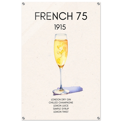 French 75 Cocktail Art Print No Frame 60x90 cm 24x36″ Sleek Acrylic Print