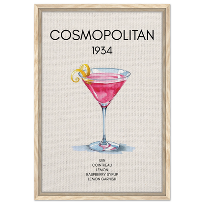 Cosmopolitan Cocktail Bar Art Print Light Wood Frame 40x60 cm 16x24″ Framed Canvas