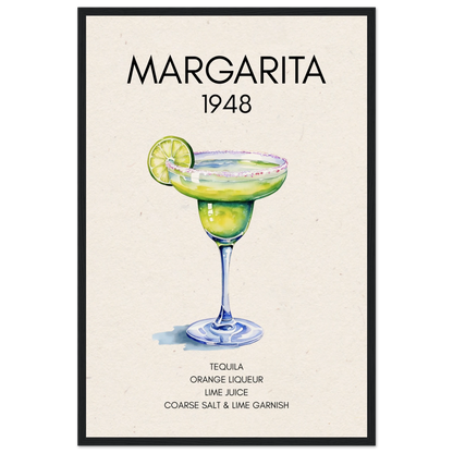 Margarita Cocktail Bar Art Print Black Wood Frame 40x60 cm 16x24″ Museum-Quality Matte Paper Wooden Framed Poster