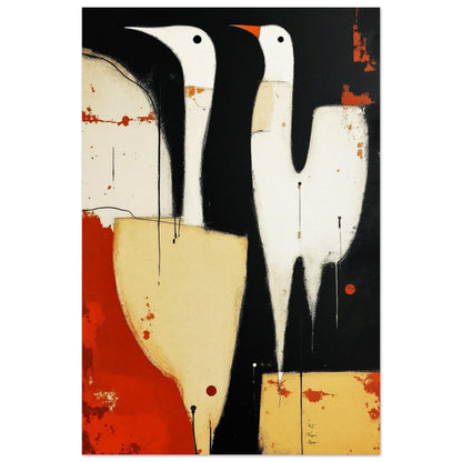 Abstract Neutral Goose Bird Art Print 40x60 cm 16x24″ Museum-Quality Wooden Framed Poster Black frame