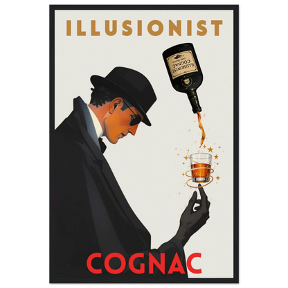 Vintage Illusionist Cognac Cocktail Bar Poster Print 40x60 cm 16x24″ Museum-Quality Matte Paper Wooden Framed Poster Black Wood Frame