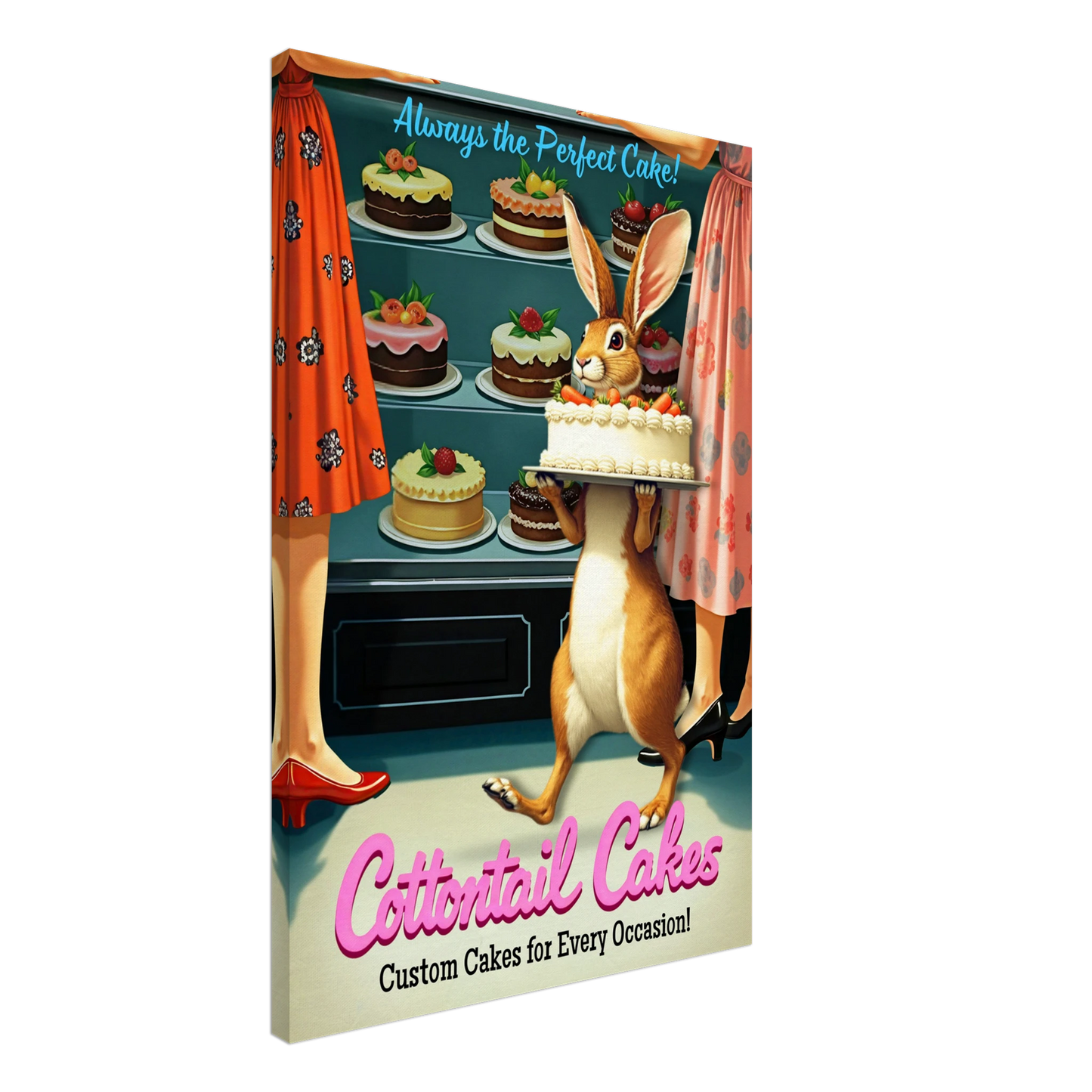 Cottontail Rabbit Bakery 1950s Kitchen Print No Frame 60x90 cm 24x36″ Gallery Wrapped Canvas