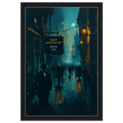 Prohibition Speakeasy Moody Nightlife Art Print 40x60 cm 16x24″ Framed Canvas Black Wood Frame
