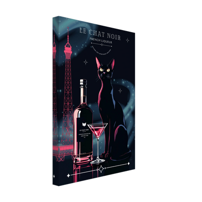 Art Deco Le Chat Noir French Black Cat Art Print 30x45 cm 12x18″ Gallery Wrapped Canvas No Frame