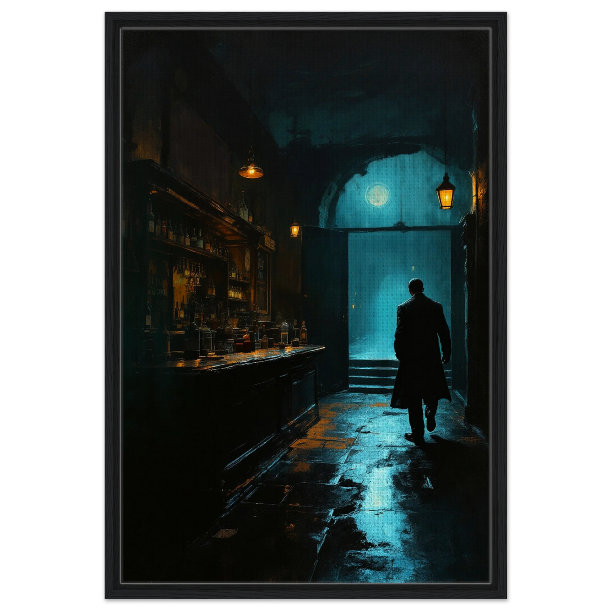 Speakeasy Prohibition Bootleg Bar Art Poster Print 60x90 cm 24x36″ Framed Canvas Black Wood Frame