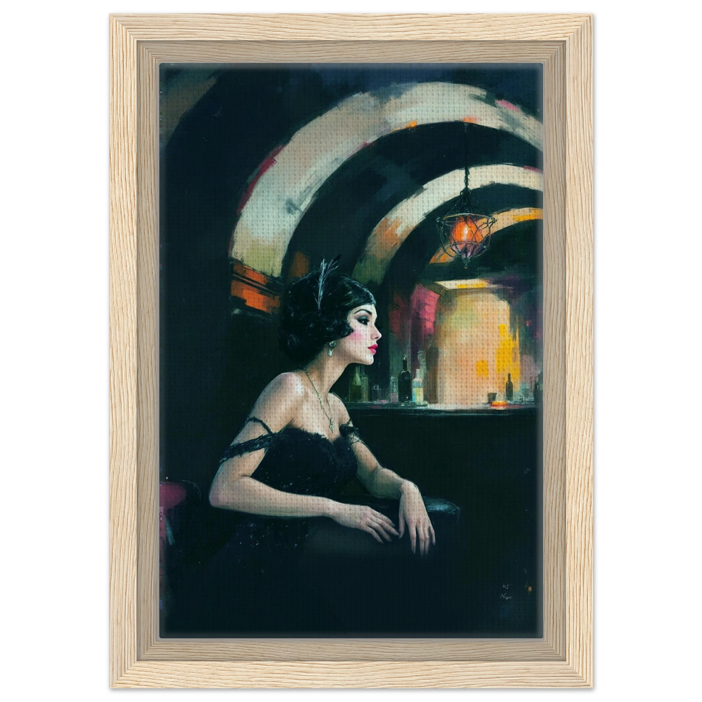 Speakeasy Flapper Gatsby Wall Art Poster Print 20x30 cm 8x12″ Framed Canvas Light Wood Frame