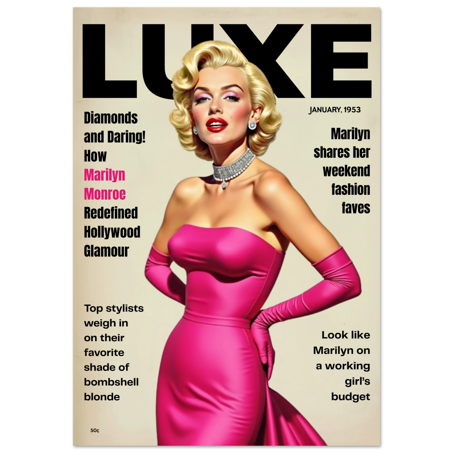 Marilyn Monroe Old Hollywood Art Print No Frame 70x100 cm 28x40″ Classic Matte Paper Poster