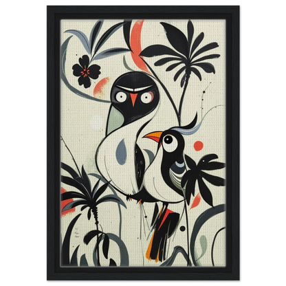 Abstract Bird Modern Tropical Art Print Black Wood Frame 30x45 cm 12x18″ Framed Canvas