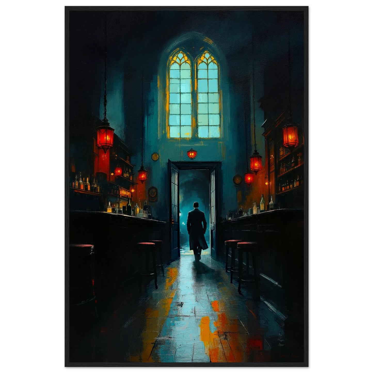 Speakeasy Bootleg Bar Prohibition Art Print Black Wood Frame 60x90 cm 24x36″ Museum-Quality Matte Framed Poster