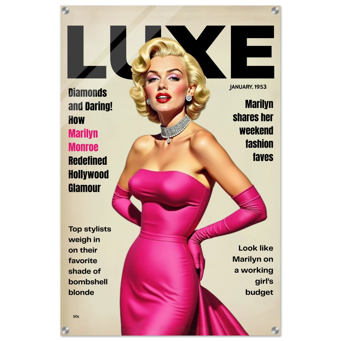 Marilyn Monroe Old Hollywood Art Print No Frame 60x90 cm 24x36″ Sleek Acrylic Print