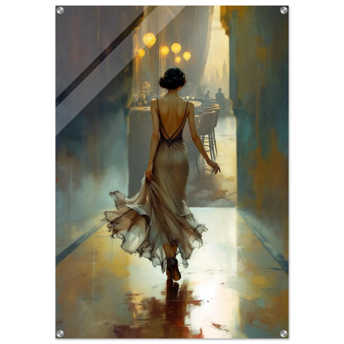 1920s Speakeasy Art Deco Flapper Print 70x100 cm 28x40″ Sleek Acrylic Print No Frame
