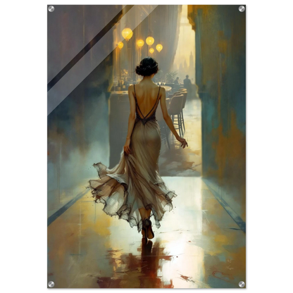 1920s Speakeasy Art Deco Flapper Print 70x100 cm 28x40″ Sleek Acrylic Print No Frame