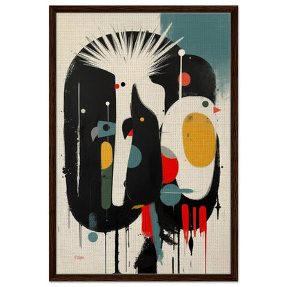 Modern Cockatoo Bird Art Poster Print - Framed Tropical Mid- Century Wall Decor Dark Brown Wood Frame 60x90 cm 24x36″ Framed Canvas