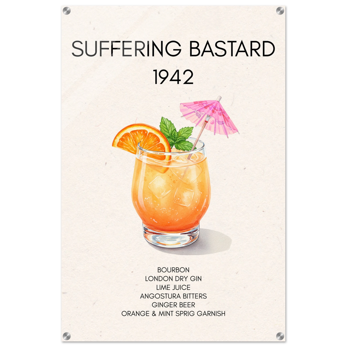 Suffering Bastard Tiki Cocktail Bar Poster Print No Frame 60x90 cm 24x36″ Sleek Acrylic Print