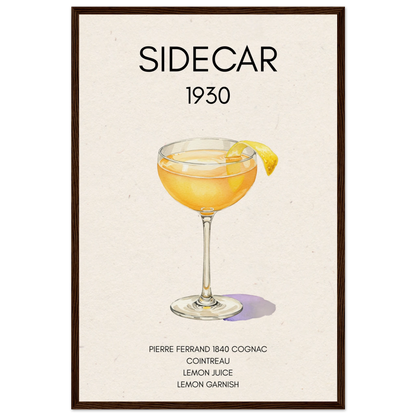 Classic Sidecar Cocktail Bar Art Print Dark Brown Wood Frame 40x60 cm 16x24″ Museum-Quality Matte Paper Wooden Framed Poster