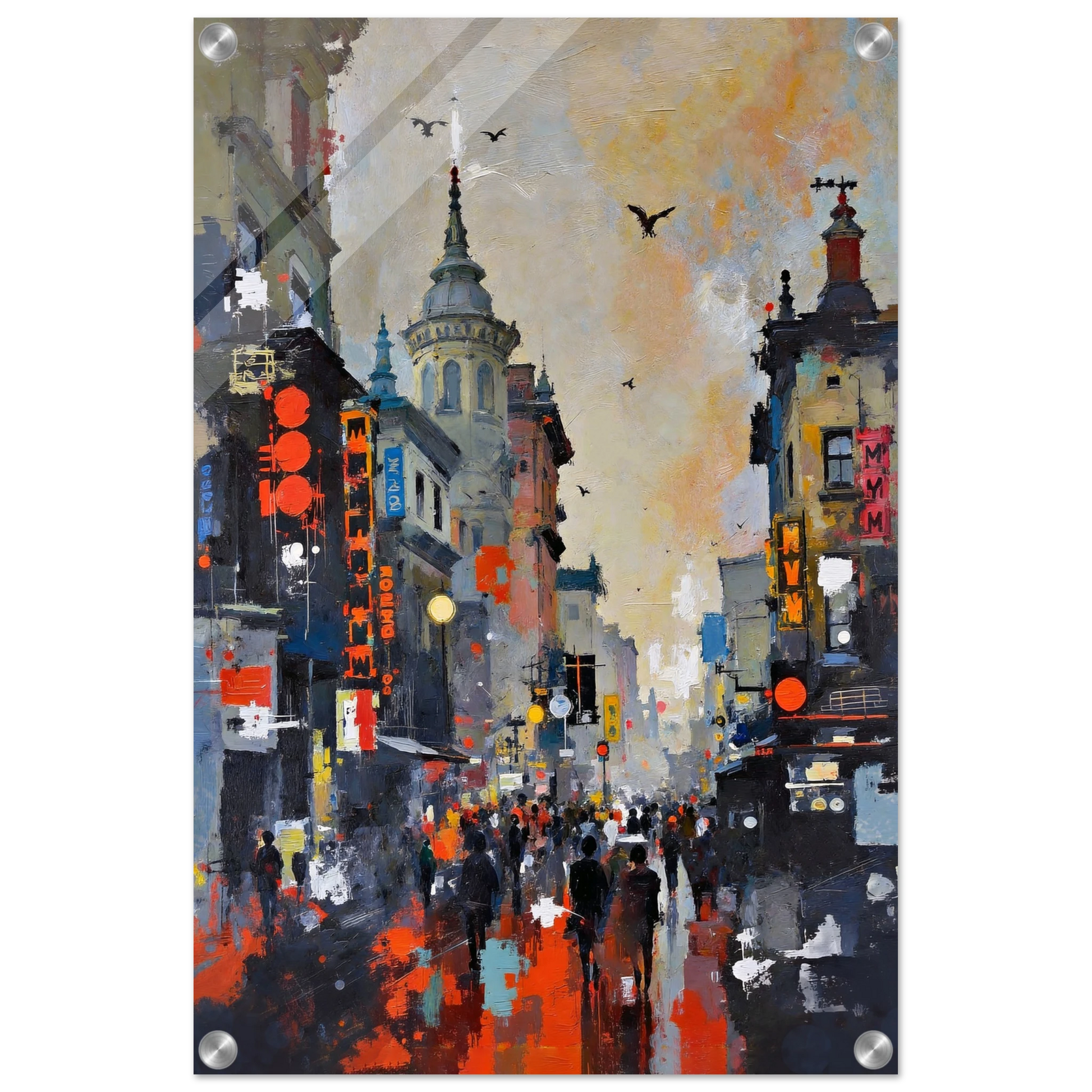 Gothic City Street Art Print - European Cityscape