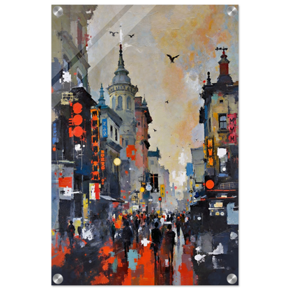 Gothic City Street Art Print - European Cityscape