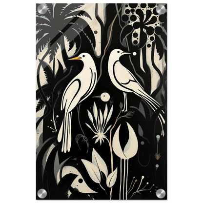 Black & White Minimalist Bird Art Print No Frame 30x45 cm 12x18″ Acrylic Print